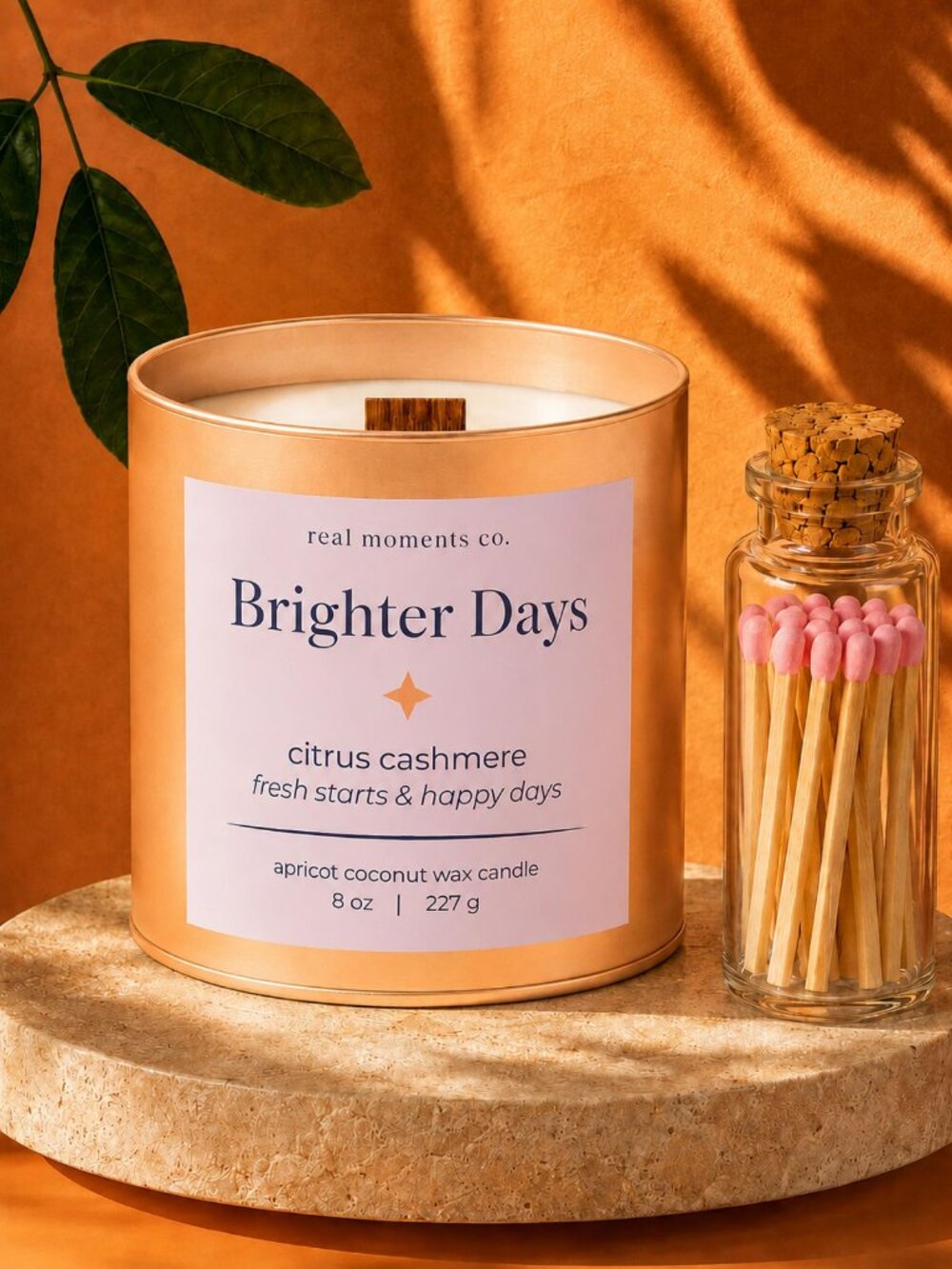 Brighter Days Candle, Citrus Cashmere, Self Care Candle Gift Set